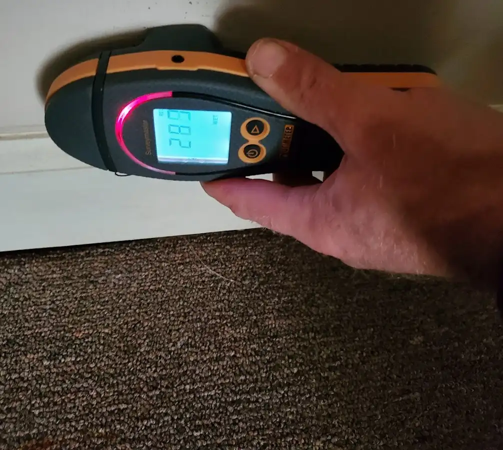Moisture detection at baseboard during Mold Inspection & Testing in Ravenna
